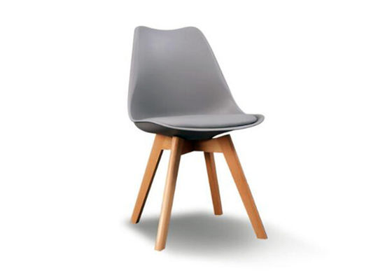 Leather Seat Beech Dining Chair With Four Gently Tapered Legs