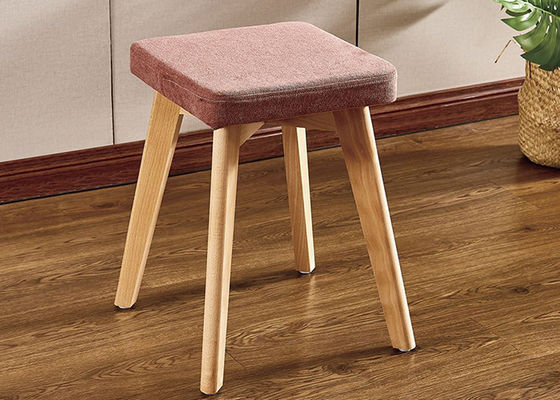 Beech Wood Frame Makeup Stool Chair , Fabric Dressing Table Chair