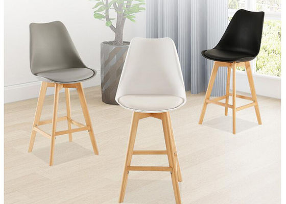 El taburete de bar multifuncional de la haya, Grey Leather Bar Stools With apoya
